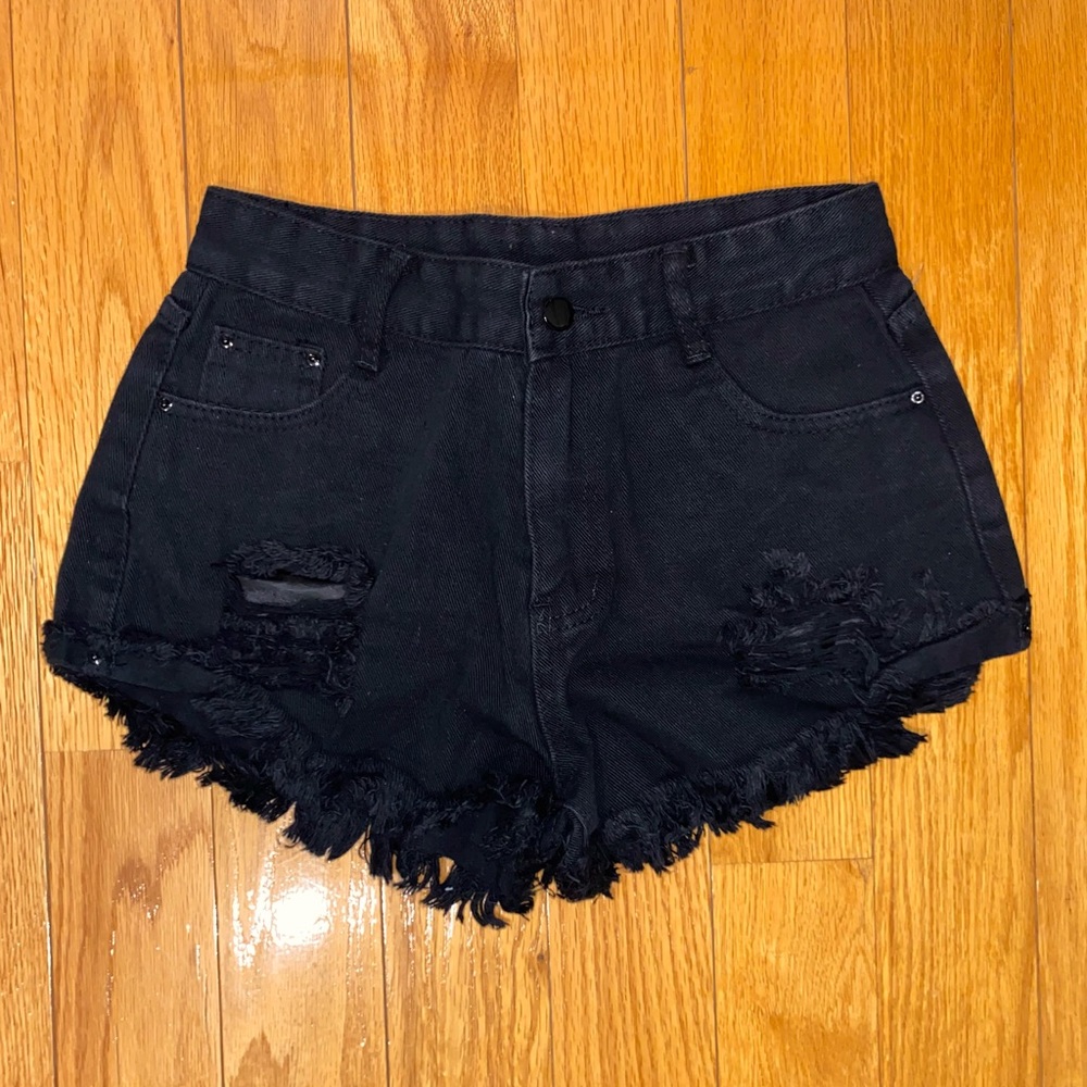 Black Denim Shorts